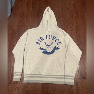 J. America Vintage Air Force Men cream heather Hoodie sweatshirt size medium